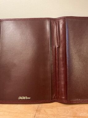 Saks Fifth Avenue Burgundy Leather Notebook Cover Folder